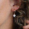 Pom Gold Plated Open Hoops Earrings with Silver Plated Hearts set with Crystal Pom Gold Plated Open Hoops Earrings with Silver Plated Hearts set with Crystal