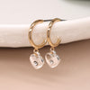 Pom Gold Plated Open Hoops Earrings with Silver Plated Hearts set with Crystal Pom Gold Plated Open Hoops Earrings with Silver Plated Hearts set with Crystal