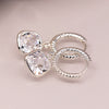 Pom Silver Plated Hoop Earrings with Clear Crystal Drops Pom Silver Plated Hoop Earrings with Clear Crystal Drops