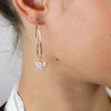 Pom Faux Gold Simple Deco Crystal Fan Elongated Hoop Earrings Pom Faux Gold Simple Deco Crystal Fan Elongated Hoop Earrings