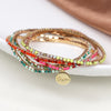 Pom Faux Gold Colourful Mix Crystal Five Bracelet Stack Pom Faux Gold Colourful Mix Crystal Five Bracelet Stack