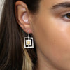 Pom Brushed Silver Plated Offset Square Earrings with Gold Centre Pom Brushed Silver Plated Offset Square Earrings with Gold Centre
