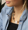 Pom Faux Gold Hammered Disc Link Necklace Pom Faux Gold Hammered Disc Link Necklace
