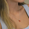 Pom Silver Enamel Strawberry Necklace with Gold Heart Charm Pom Silver Enamel Strawberry Necklace with Gold Heart Charm