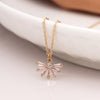 Pom Faux Gold Simple Deco Crystal Fan Necklace Pom Faux Gold Simple Deco Crystal Fan Necklace