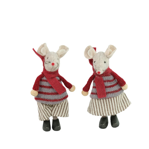 Ascalon Felt Red and Grey Striped Mice