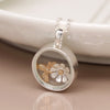 Pom Silver Plated Circle Frame Necklace with Golden Bee and Daisy Charm Pom Silver Plated Circle Frame Necklace with Golden Bee and Daisy Charm