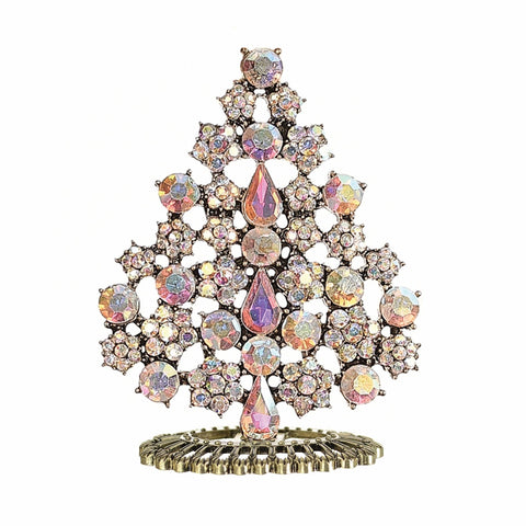 Crystal Mini Tree Ornament in Antique Gold with AB Crystals from Hot Tomato