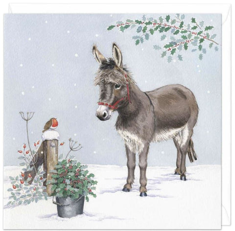 Donkey in the Snow Christmas Card