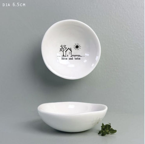 East of India Glazed Small Porcelain 'Bits and Bobs' Dish