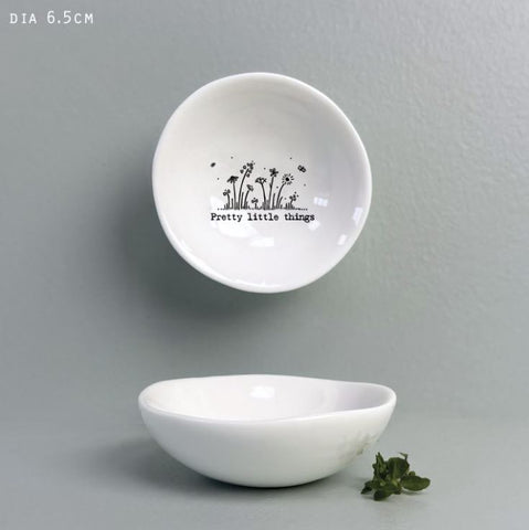 East of India Glazed Small Porcelain 'Pretty Little Things' Dish