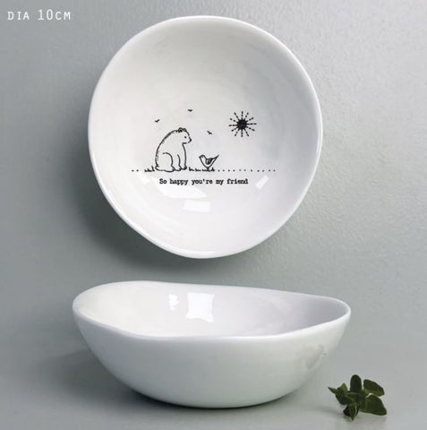East of India Glazed Medium Porcelain 'So Happy You're My Friend ' Dish