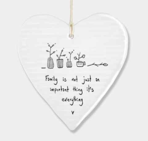 East of India Round Ceramic Heart - Family is not Just an Important Thing....