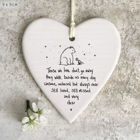 East of India Round Ceramic Heart - Those we love....