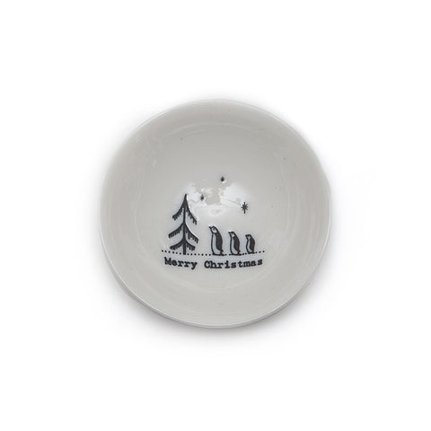 East of India Glazed Small Porcelain 'Merry Christmas' Dish