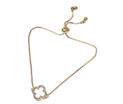 Adjustable Lucky Clover Bracelet in Gold