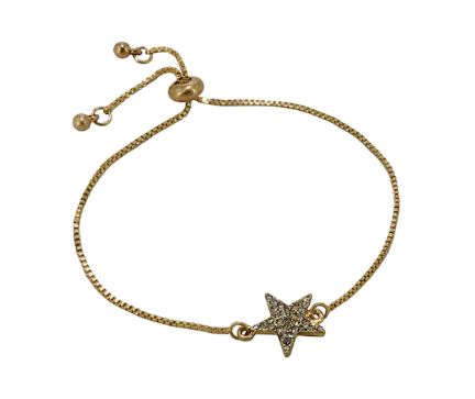 Adjustable Sparkly Star Bracelet in Gold
