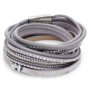 Eastar Sparkly Double Wrap Hearts Suede Bracelet