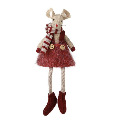 Heaven Sends Taupe Felt Sitting Girl Mouse With Scarf