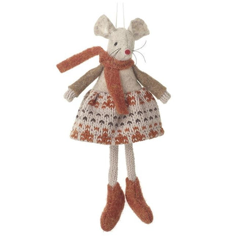 Heaven Sends Mouse In Knitted Cream & Orange Dress
