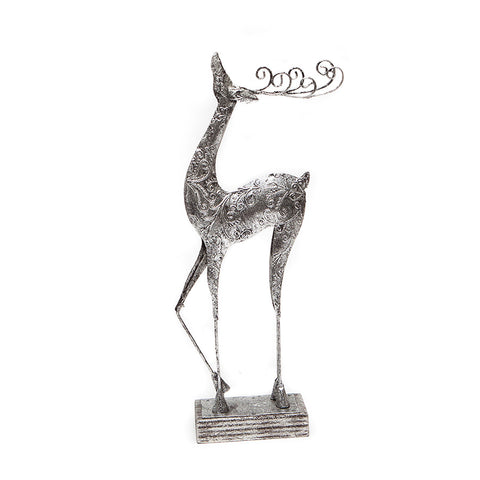 Heaven Sends Silver Deer on Plinth Christmas Decoration