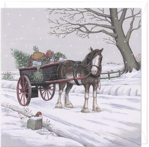 Heavy Horse and Cart Christmas Card