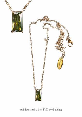 Hot Tomato Baguette Crystal on Chain Necklace