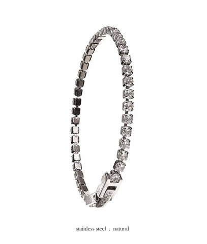 Hot Tomato 'Timeless Tennis Style' Bracelet, Stainless Steel with Clear Crystals