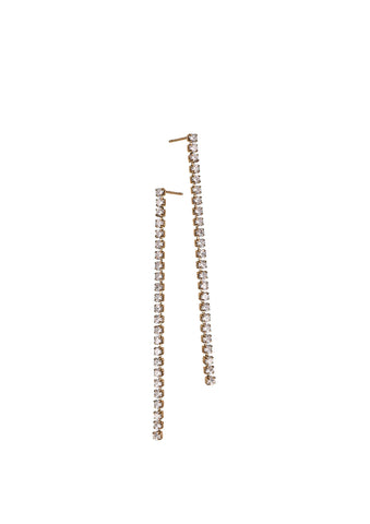 Hot Tomato Crystal Chain Drop Earrings in Gold