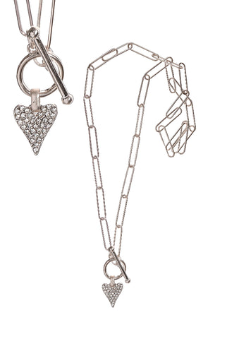 Hot Tomato Crystal Set Heart Necklace