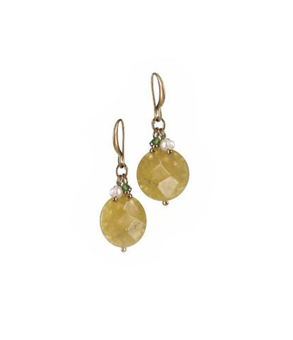 Hot Tomato Cluster & Stone Earrings in Stainless Steel and Olivine Marble