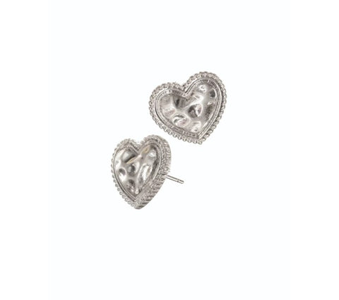 Hot Tomato Textured Heart Stud Earrings