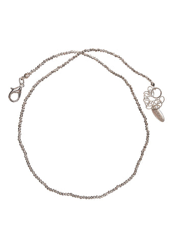 Hot Tomato Fine Mirror Bead Chain Silver Shimmer Necklace