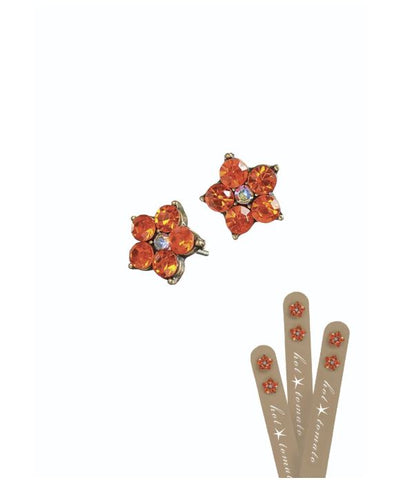 Hot Tomato Five Petal Floral Stud Earrings Fire