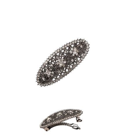 Hot Tomato 'Oval Fretwork' Hair Grip with Crystal Flowers