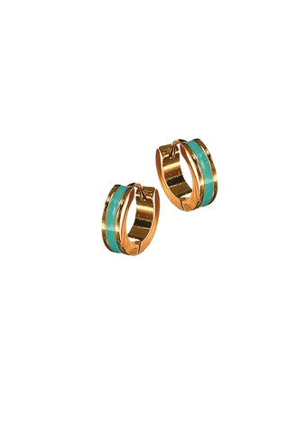 Hot Tomato Mini Stripe Hoop Earrings - Turquoise