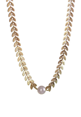 Hot Tomato Fresh water Pearl and Laurel Necklace