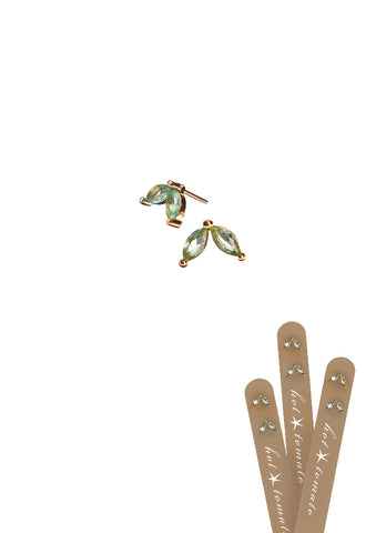 Hot Tomato Petal Duet Studs -Aqua Crystal / Gold