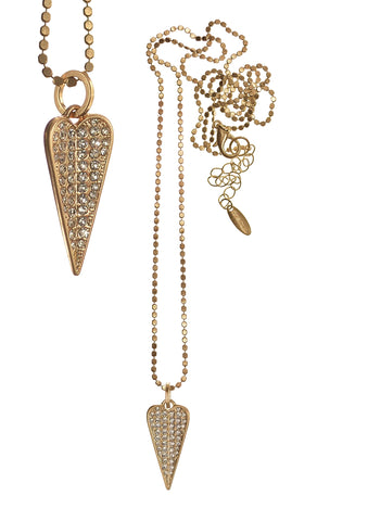 Hot Tomato Quiver Heart Crystal Pendant Necklace in Gold