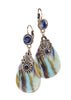Hot Tomato Teardrops With Crystal & French Hook  in Toffee and Blue Hot Tomato Teardrops With Crystal & French Hook  in Toffee and Blue