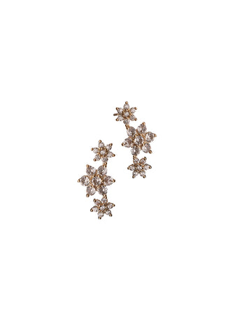 Hot Tomato Triptych of Flowers - Clear Crystal / Gold