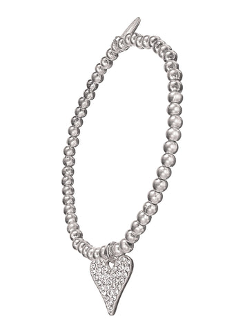 Hot Tomato Crystal Encrusted Heart on Bead Chain Bracelet