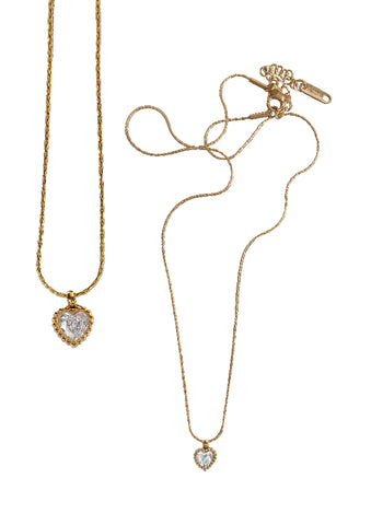 Hot Tomato Delicate Heart Drop Necklace clear