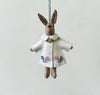 East of India Little Brown Felt Girl Rabbit in Cream Embroidered Jacket East of India Little Brown Felt Girl Rabbit in Cream Embroidered Jacket
