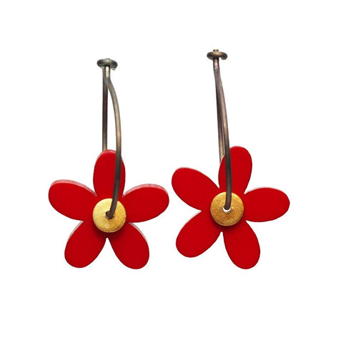 Lene Lundberg K-Form Red Flower Earrings