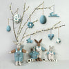 East of India Cream Felt Boy Rabbit in Pale Blue Embroidered Dungarees East of India Cream Felt Boy Rabbit in Pale Blue Embroidered Dungarees