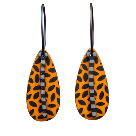 Lene Lundberg Tan/Black Tear Drop Earrings