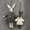 East of India Little Grey Felt Rabbit in Cream Jacket with Buttons East of India Little Grey Felt Rabbit in Cream Jacket with Buttons