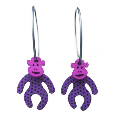 Lene Lundberg Purple Monkey Earrings