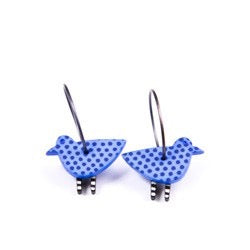 Lene Lundberg K-Form Cute Purply Blue Bird Earrings